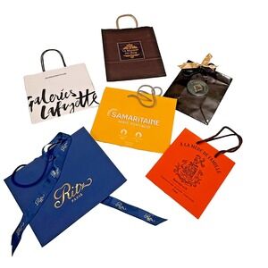 Collection of 6 Authentic Paris Boutique and Hotel Shopping Bags